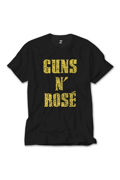 Z zepplin Guns N Rose Text Κίτρινο μαύρο T-shirt