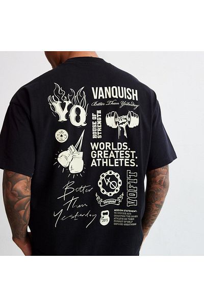 vanquish Ανδρικά T-Shirts & Μπλουζάκια |   Μπλουζάκι Vanquish Tsp Μαύρο Multi Print Oversized