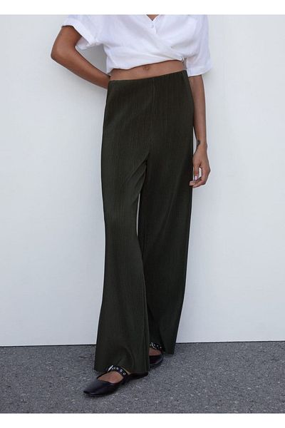 MANGO Woman Pleated Straight Trousers