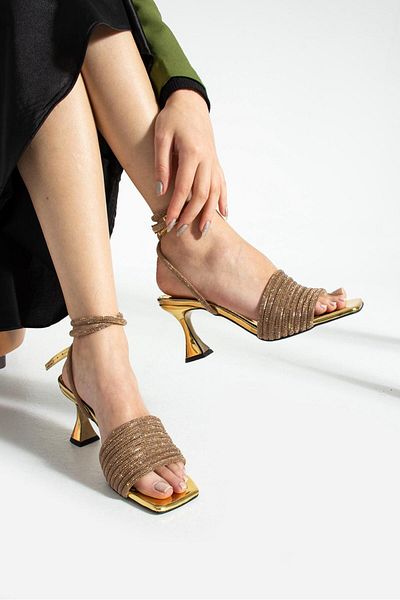 SHOW LİFE DİSCO NUDE GLEAZĂ CRAVATĂ Strasuri 8CM TOC 8CM PANTOFI & sandale damă 