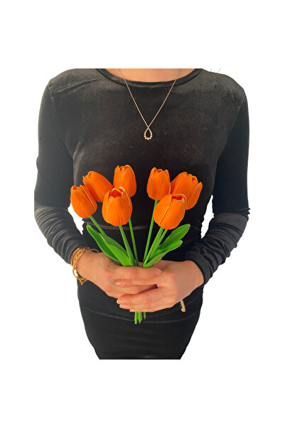 OZİHOUSE Artificial Wet Tulip Orange 8' Li