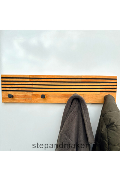 Step and Maker Masif Ahşap 'Çizgiler Temalı' Portmanto, Duvar Askısı