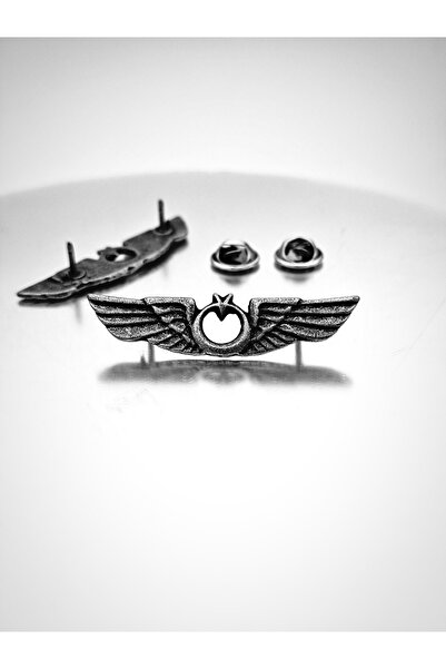 YÖRÜK TASARIM Hava Kuvvetleri Tek Köprülü Pilot Bröve Gümüş Oksit