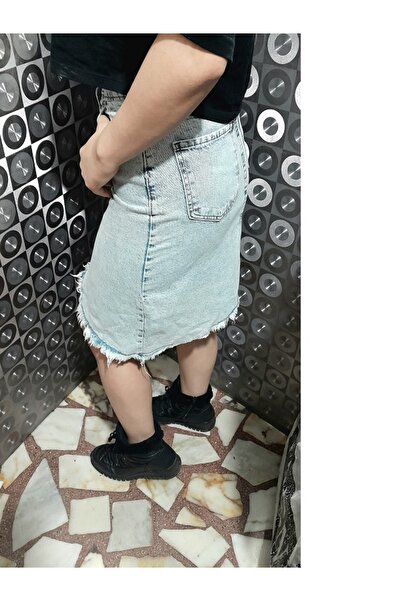 Butik Karaca KOPYA - denim etek yırtmaçlı jeans etek