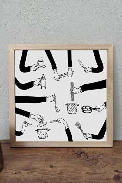 Tooall Hands Cooking, Table with Wooden Frame to Use for Kitchen, Kitchen