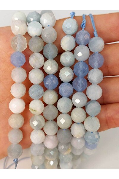 Yasamtohumu Чверть нитки (довжина 9 см!) Аквамарин Камінь Фасетний виріз Чвер...