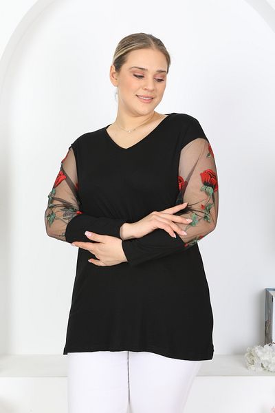 HÜLYA BUTİK ΓΥΝΑΙΚΕΙΑ ΜΑΥΡΗ V ΛΑΙΜΟΣ ΜΑΝΙΚΙΑ ΡΟΖΕ ΚΕΝΤΗΤΑ ΜΠΛΟΥΖ