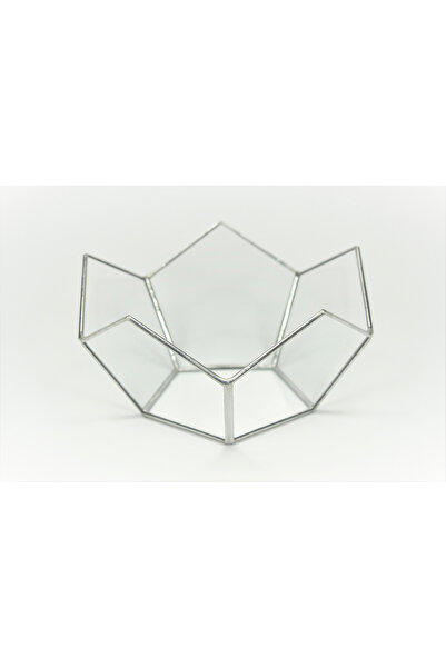 vitraryum Vitray Mini Tealight Mumluk Geometrik Cam Fanus Ev Dekorasyon