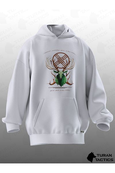 TURAN TACTICS MYTHOLOGIC DEER PRINT OVERSIZE HOODIE (UNISEX)