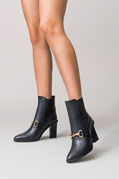 Moderna HAKİKİ DERİ, LASTİKLİ TOKALI TOPUKLU KADIN BOT-37