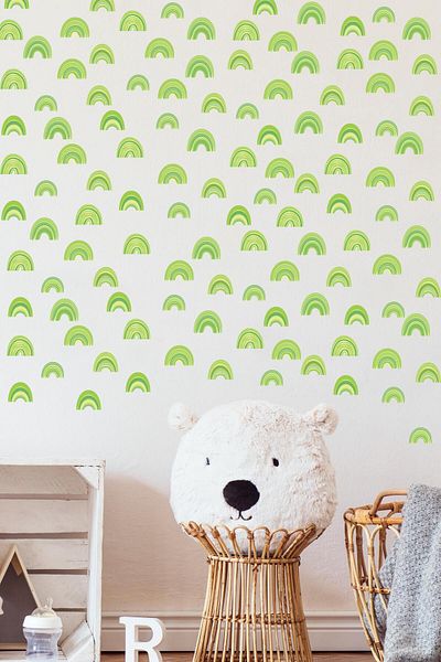 Postifull Baby Room Sticker Set Wall Decoration, Mini Green 83 Rainbow, Kids Room Wall Sticker