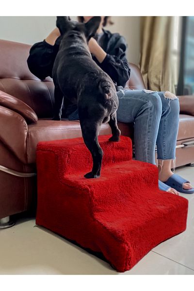 Patiderm Cat & Dog Ladder Zippered 3 Step Sponge Ladder - Red
