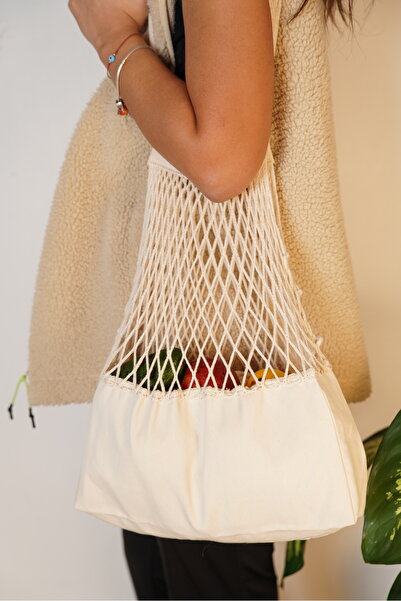 sevaradekor Net Bag Natural Beach Market Net Bag 42,5x70 cm