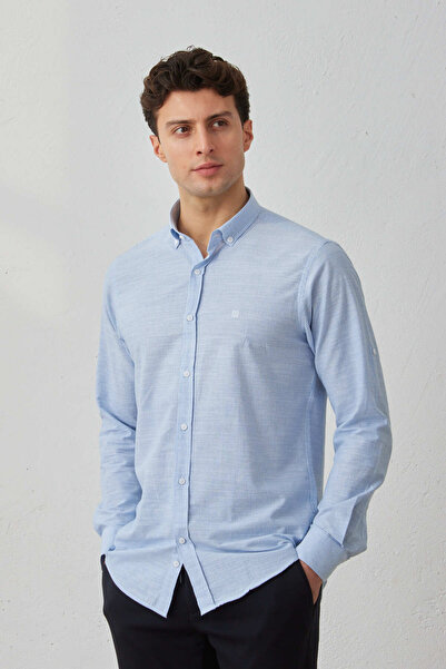 ZENFİNO Slim Fit Striped Linen Men's Shirt