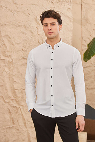 ZENFİNO Ανδρικό πουκάμισο εφαρμοστό ριγέ αθλητικό