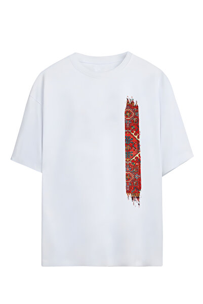 Adrift تي شيرت كبير الحجم للجنسين بتصميم سجادة عمودية