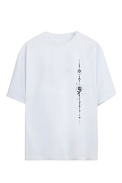 Adrift Unisex Oversize kroj T-shirt - Vertikalni dizajn ruže