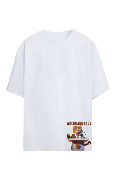 Adrift WHISKEROCRACY - Tricou supradimensionat unisex, design President Cat