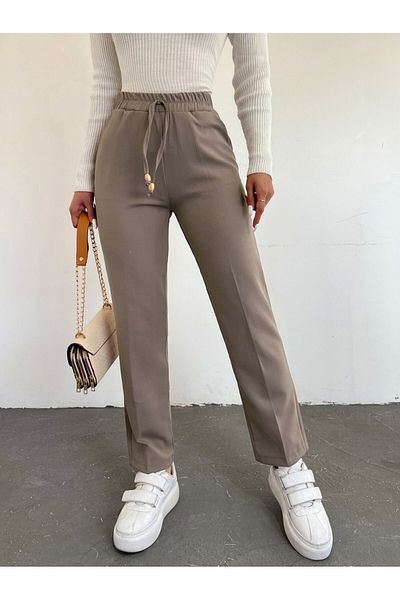 Modamorfo Double Pocket and Lace Detailed Elastic Waist Trousers