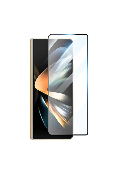 Fibaks Samsung Galaxy Z Fold 5 Uyumlu Ekran Koruyucu Tamperli Siyah Çerçeveli Cam Ekran Koruma