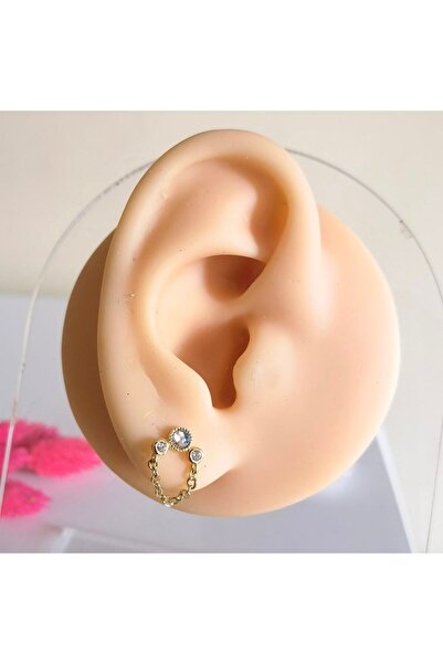 Bylin Cerrahi Çelik Zirkonlu Zincir Piercing - 1 Adet