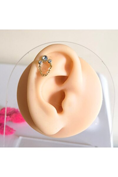 Bylin Cerrahi Çelik Zirkonlu Zincir Piercing - 1 Adet