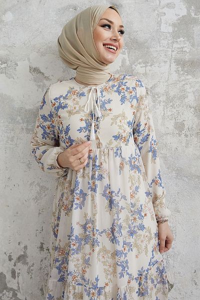 InStyle Šifonové šaty Lavi Tassel Detailed - Baby Blue