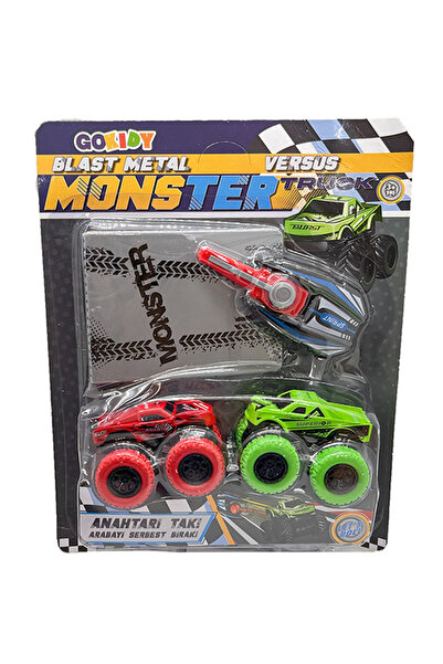 Gokidy Metal Fırlatıcılı Rampalı Monster Truck 2'li Set - Kırmızı-Yeşil