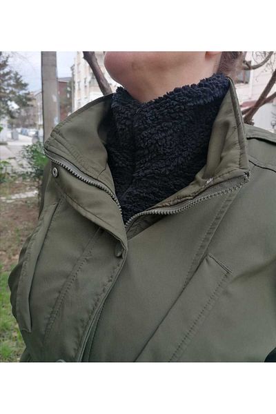 BİRMODADAN Black Teddy Neck Collar Scarf Unisex