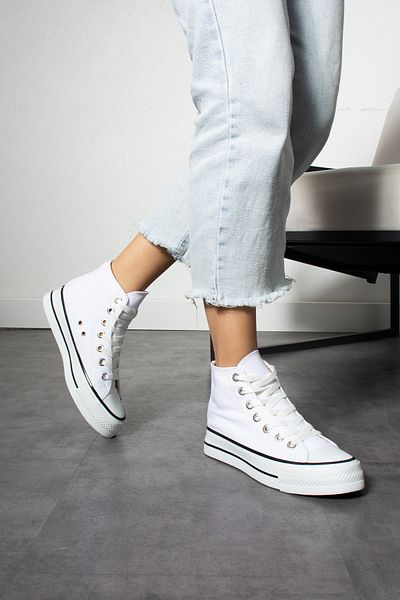 Trendpink In alb [Talpă înaltă (4 cm)] Tenis casual lung unisex