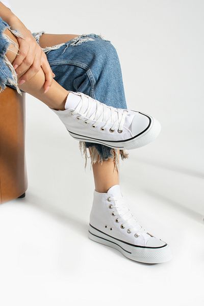 Trendpink In alb [Talpă înaltă (4 cm)] Tenis casual lung unisex