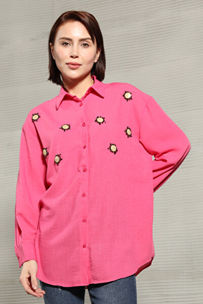 GİYSA Ženska košulja sa perlama Vezena dugih rukava