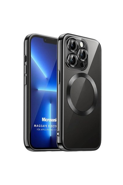 Microsonic Apple iPhone 11 Pro Kılıf MagSafe Luxury Electroplate Siyah