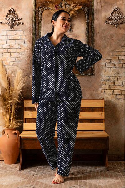 Sude HOMEWEAR PLUS SIZE SHIRT FLEECE PAJAMAS SET