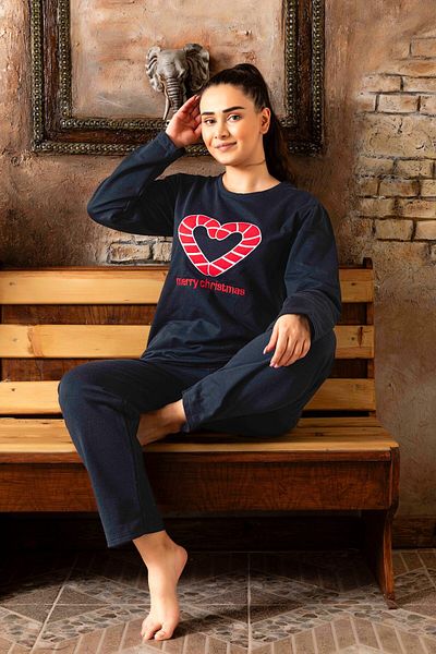 Sude HOMEWEAR Комплект младежка пижама с принт Весела Коледа