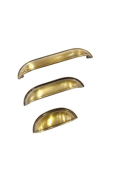 ARON (5 ADET) 471-96 Antik Gold Sarı Midye Çanak Tas Kulp Tv Ünite Konsol Şifonyer Çekmece Kulpu 96mm