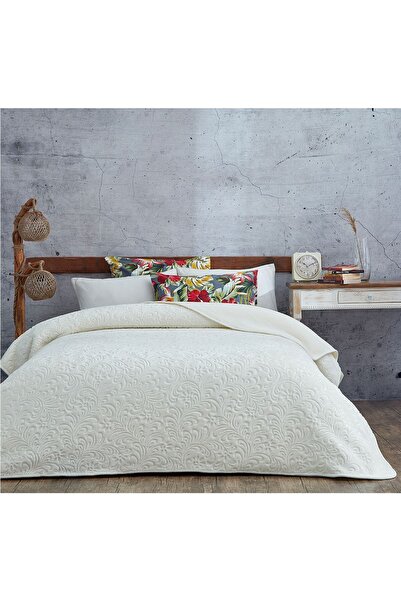 Evlen Home Collection 3 кг ковдра з тисненням Embos Pamela, товста, двомісна, 230x240 см, кремовий колір