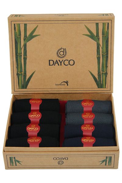 DAYCO Премиум безшевни летни бамбукови чорапи Комплект от 8 броя в крафт кутия 4 черни 2 тъмносини 2 опушени - 477 - 41-44