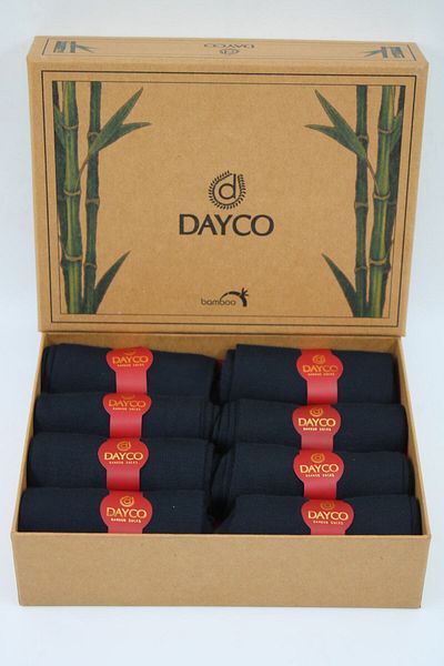 DAYCO Премиум безшевни летни бамбукови чорапи, комплект от 8 в крафт кутия, тъмносини - 475 - 41-44