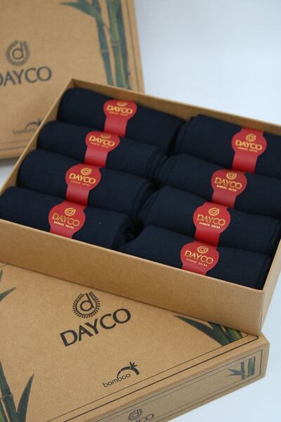 DAYCO Premium Seamless Summer Bamboo Socks Set of 8 in Kraft Box Navy Blue - 475 - 41-44