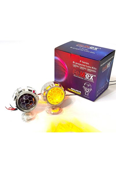 FEMEX Bi-Xenon Turuncu Bal Petek Desenli Far İçi Mercek 2,5 Inc Far Merceği L...