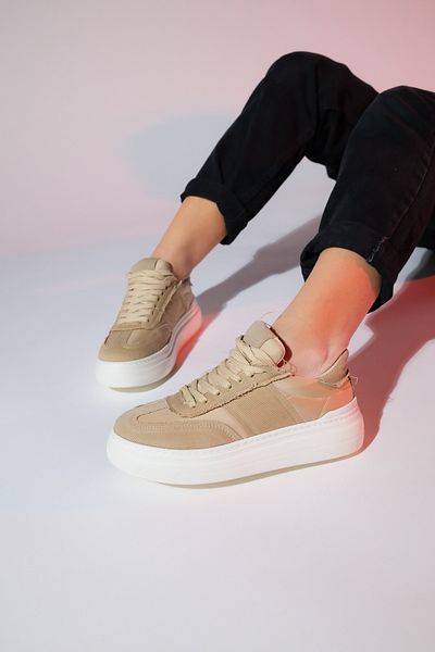 LuviShoes JOSE Beige Denim Damen Sport Sneakers