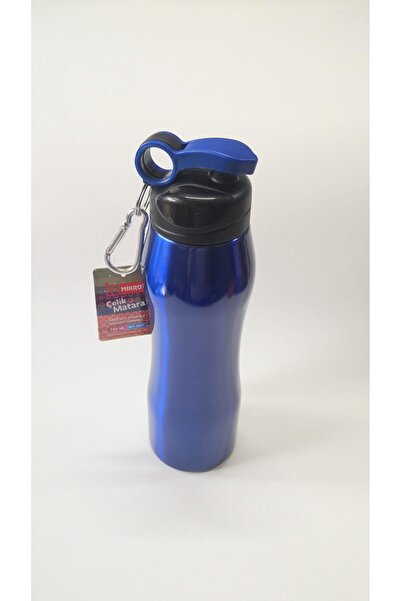 Mikro Metalik Mavi Çelik Matara Suluk 750 ml