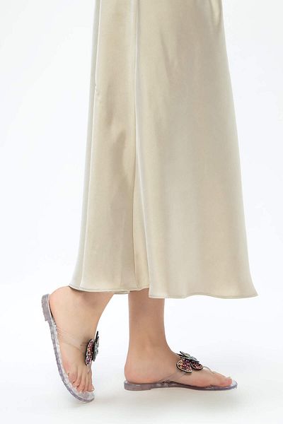 Marzetti MARZETTİ Women's Genuine Leather Transparent Flat Slippers