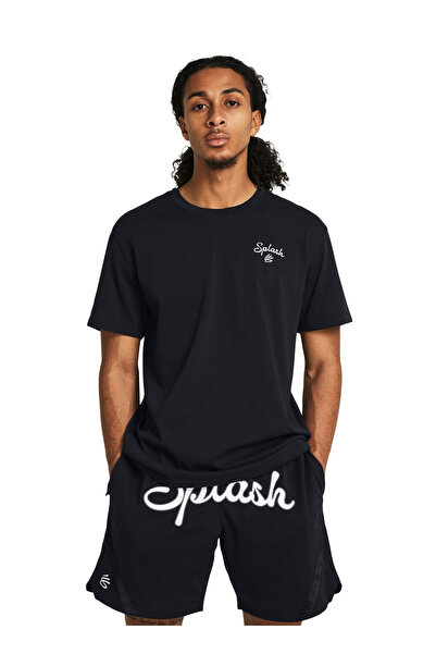 Under Armour Siyah Erkek Bisiklet Yaka T-Shirt 1383379-001 Curry Emb Splash Tee