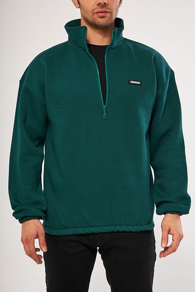 GHASSY CO. Ghassy Co. Hanorac pentru bărbați, cu jumătate de fermoar, supradimensionat, cu fleece elastic în interior, cu talie și mâneci