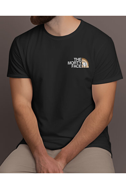 AEMİ Unisex The Morty Face Printed Crew Neck 100% Cotton Oversize Μαύρο T-shirt