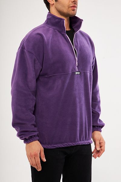 GHASSY CO. Ghassy Co. Men's Oversize Regular Stand Collar Half Zipper Fleece Sweatshirt