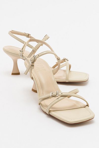 LuviShoes NEBEL Ecru Skin Sandalen mit Absatz für Damen