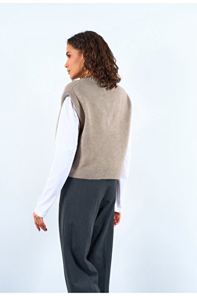 CADDELAMODA Дамски пуловер с V-образно деколте